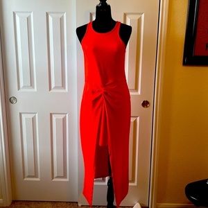 Orange High Low Midi Dress
